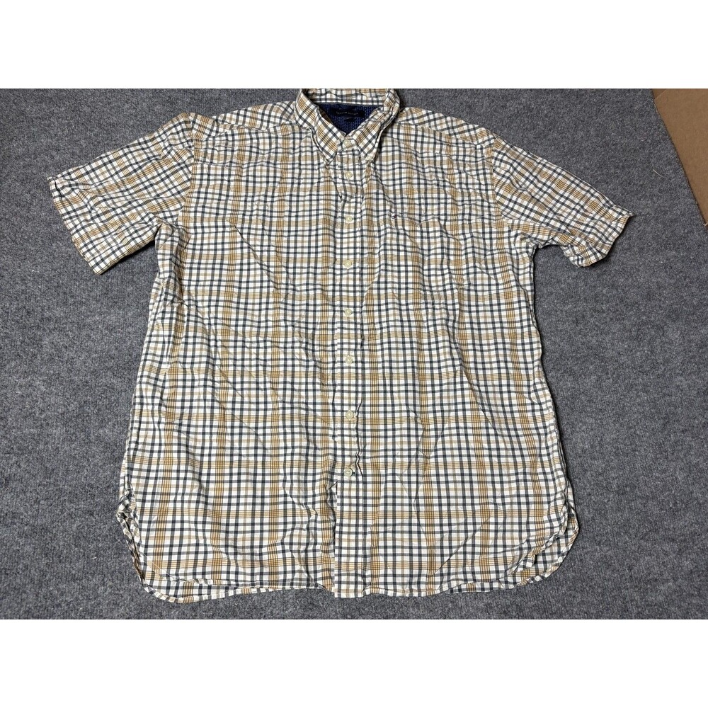 Tommy Hilfiger Shirt Mens 2XL Multicolor Plaid Short Sleeve Button-Down Casual